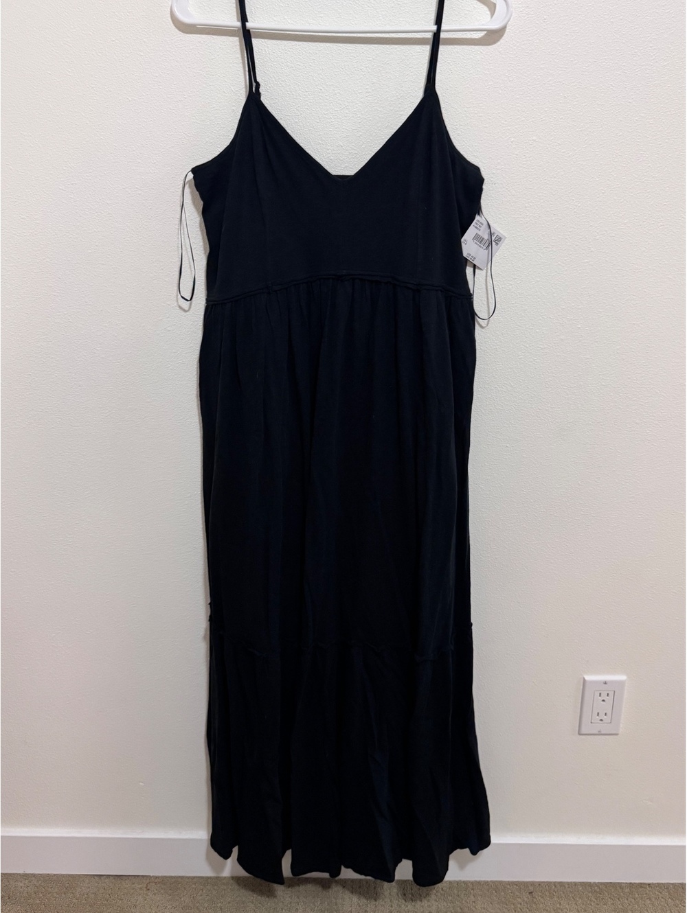 American Eagle Black Maxi Dress with Spaghetti Straps, Size Large